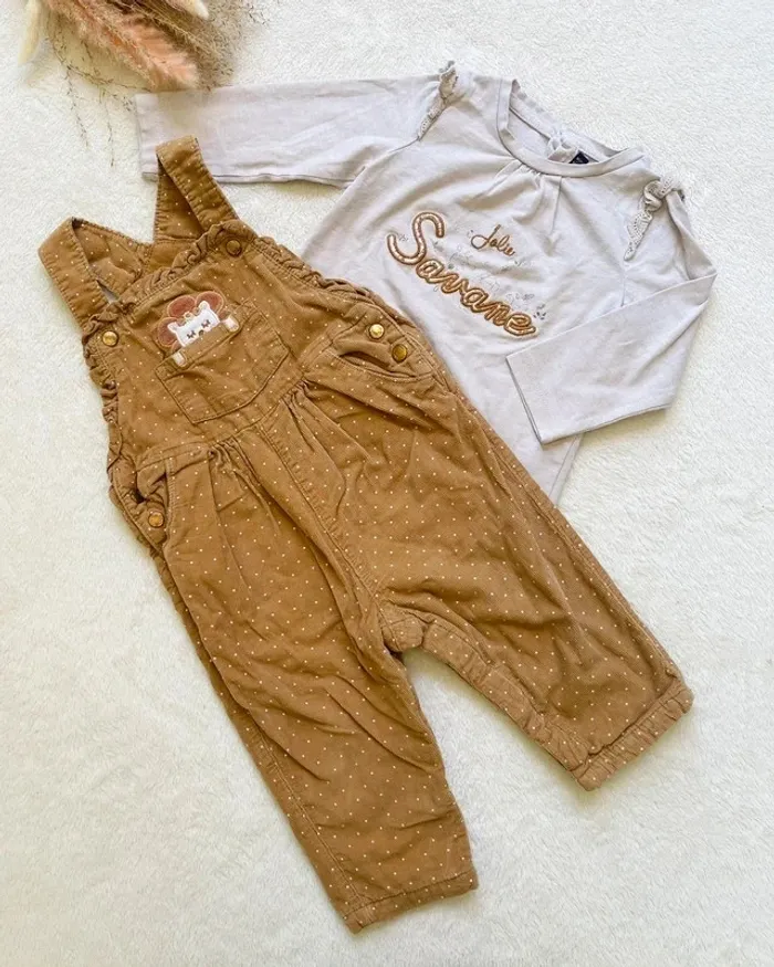 Ensemble salopette + t-shirt manches longues 12 mois - Sergent Major đŠ