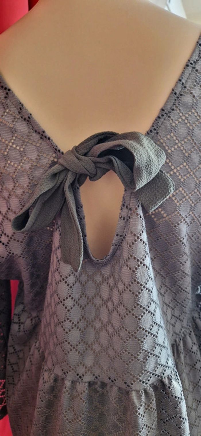 Haut à trous léger kaki noued dos taille L - photo numéro 2