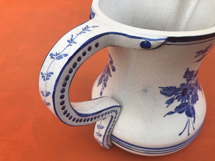 Broc décor floral L. Zortea Bassano Italie Céramique à effet craquelé - photo numéro 3