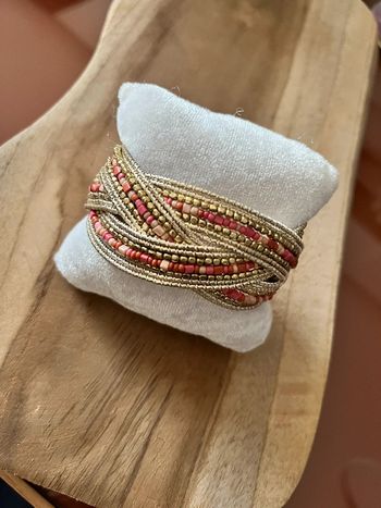 Bracelet tressé doré et corail promod