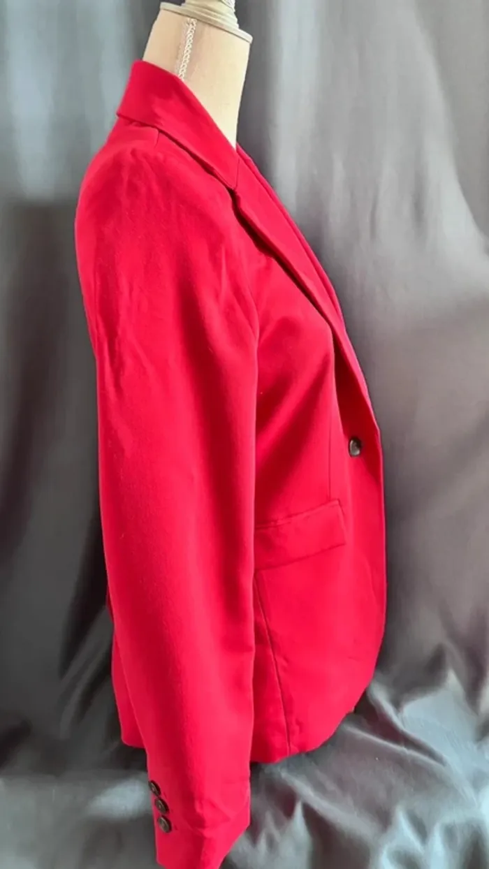 💕 veste blazer rouge #mango taille 38 M - photo numéro 3