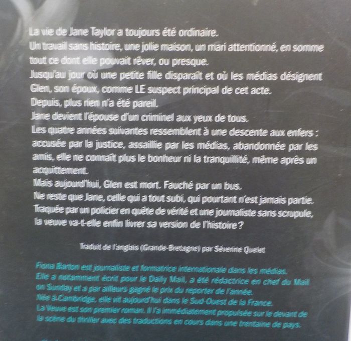 LA VEUVE de Fiona BARTON Ed. de Noyelles - photo numéro 2