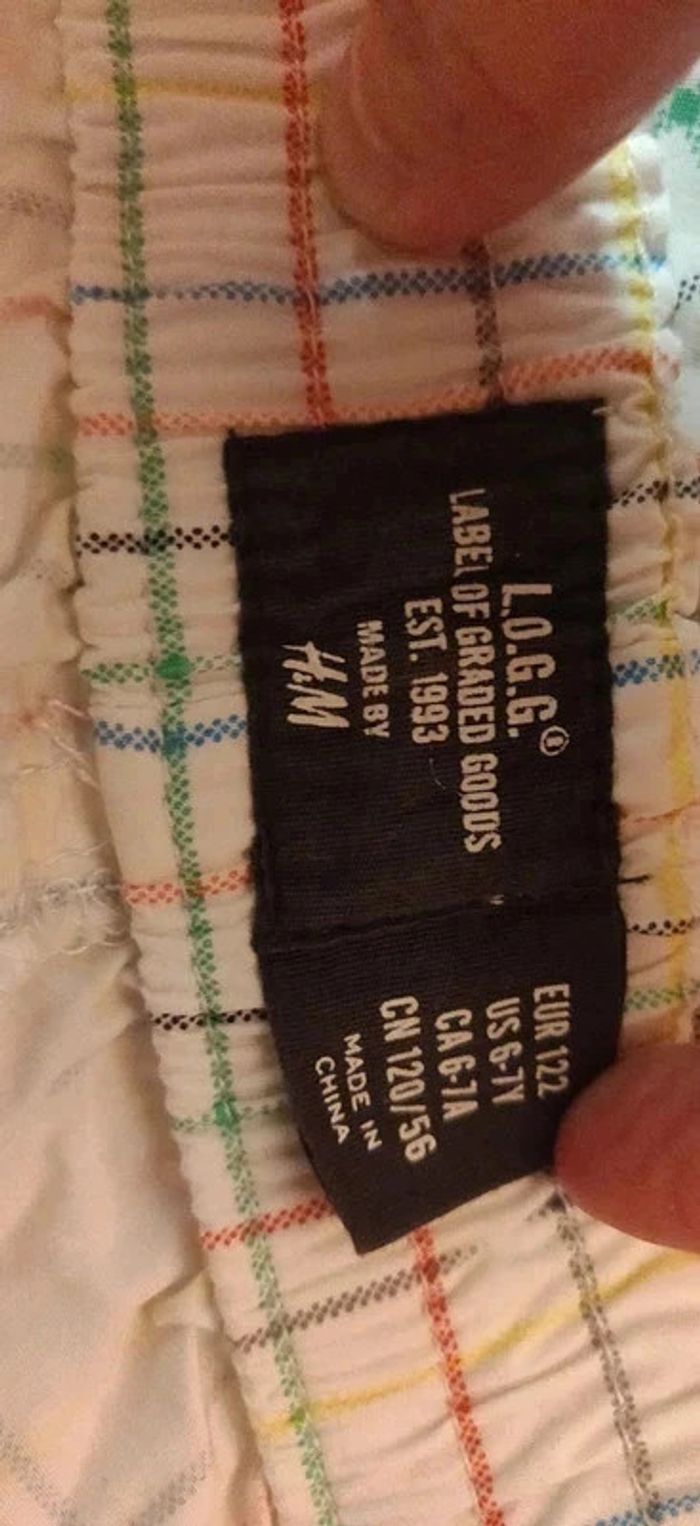 Bermuda H&M 6-7 ans blanc carreaux multicolores - photo numéro 5