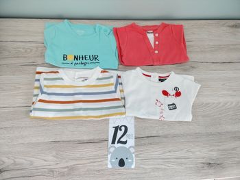 Lot de 4 tee-shirts manches courtes garçon 12 mois