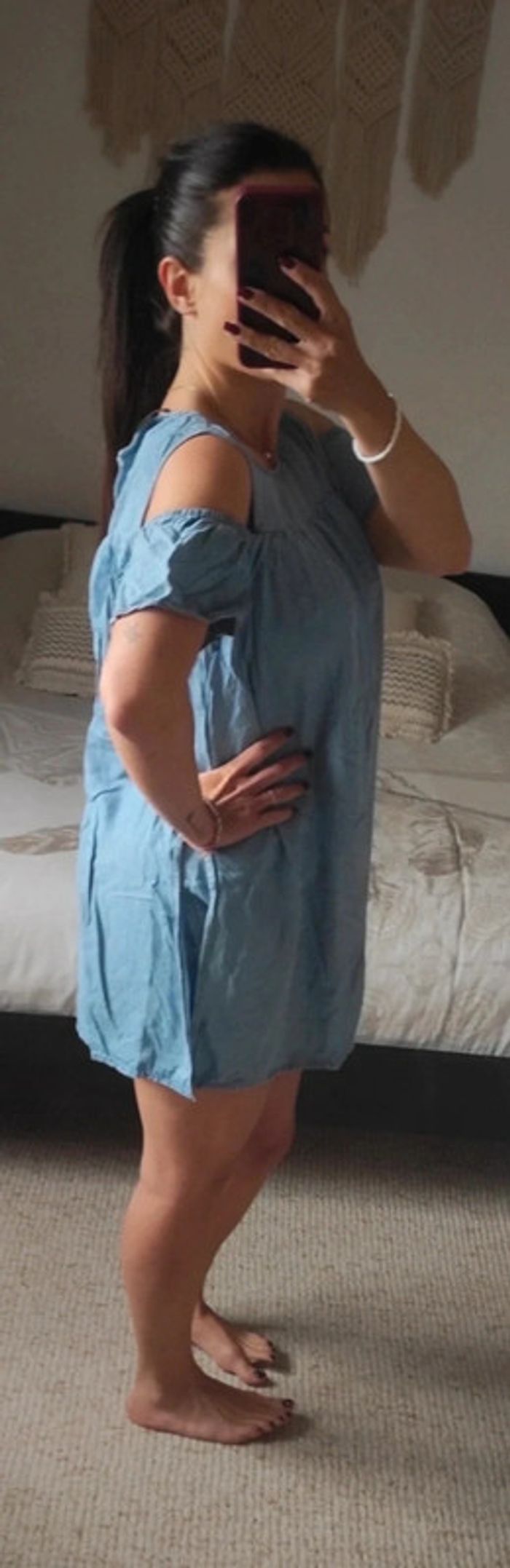 Robe combishort Zara Basic M bleu clair jeans tendance - photo numéro 4