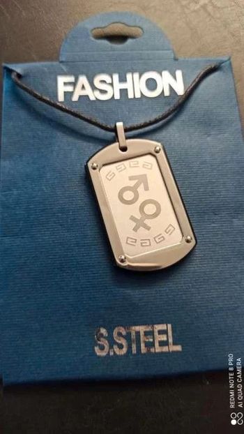 Collier  cordon  noir  pendentif  masculin  féminin  pendentif acier  mixte bijoux