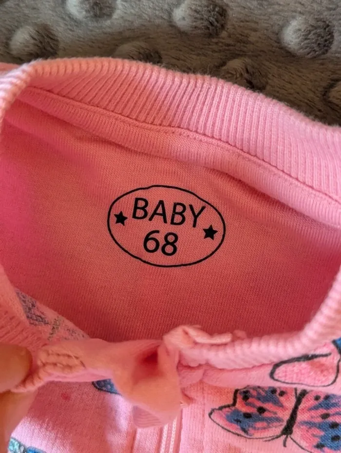 Pyjama léger fermeture éclair bébé 6 mois Action #papillons #rose #été - photo numéro 5