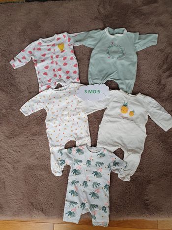 Lot 5 pyjamas coton 3 mois
