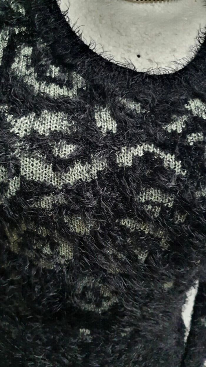 Beau pull noir et gris argenté à poils Yessica 38/40 - photo numéro 4