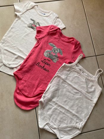 Lot de 3 body ete manches courtes 12 mois