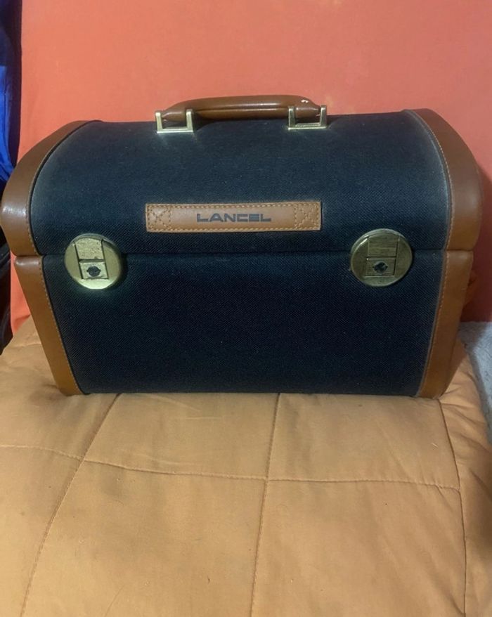 Vanity case Lancel vintage cuir et toile - photo numéro 2