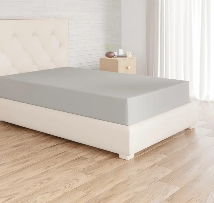 Drap-housse gris 90×190 cm – 98 fils – 100 % coton Neuf