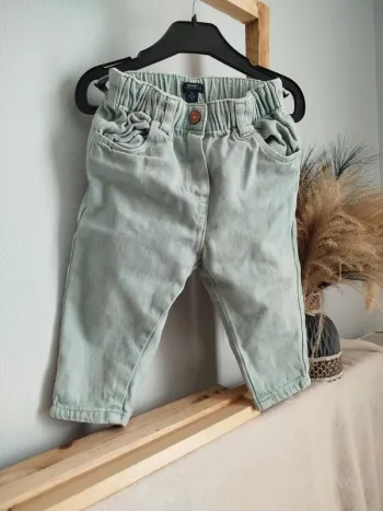 Pantalon Boyfriend Kiabi 18 mois vert d'eau