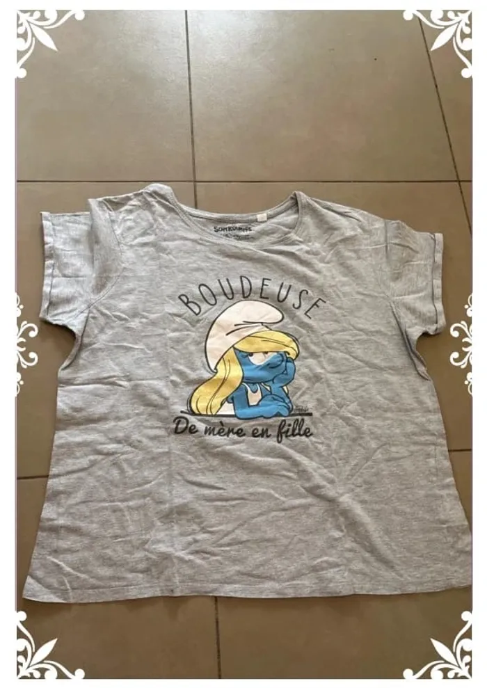 👕 T-shirt gris Schtroumpfette taille XL - photo numéro 2