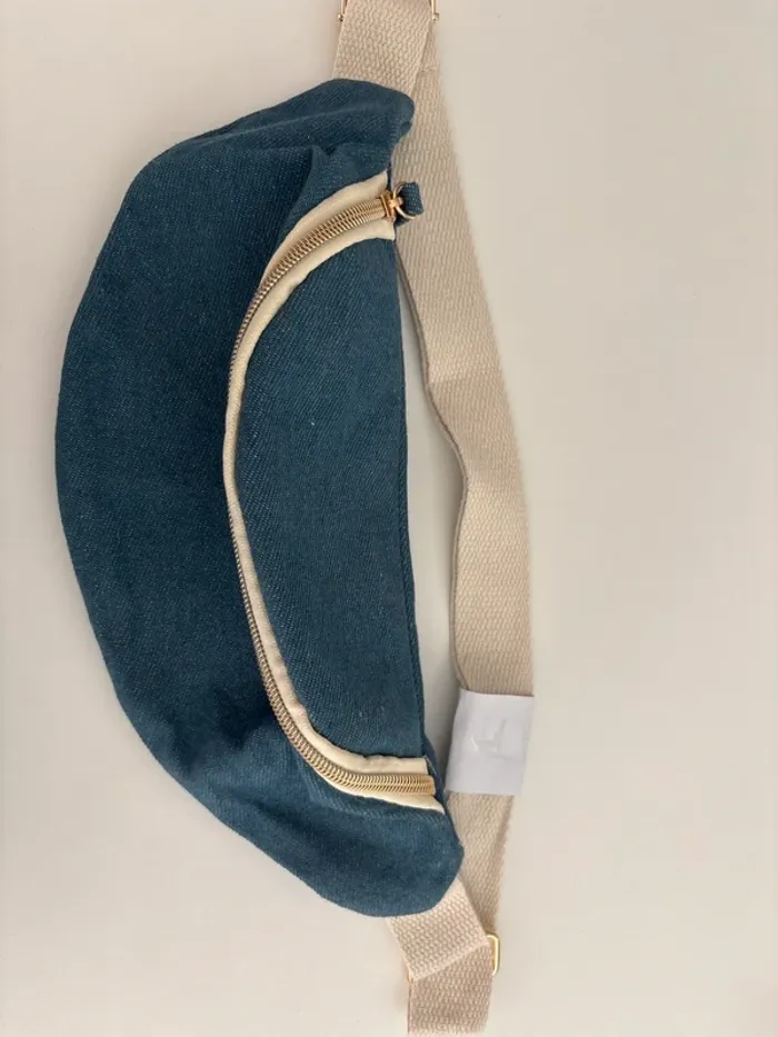 Banane Bensimon bleu toile – intérieur imprimé léopard - photo numéro 2