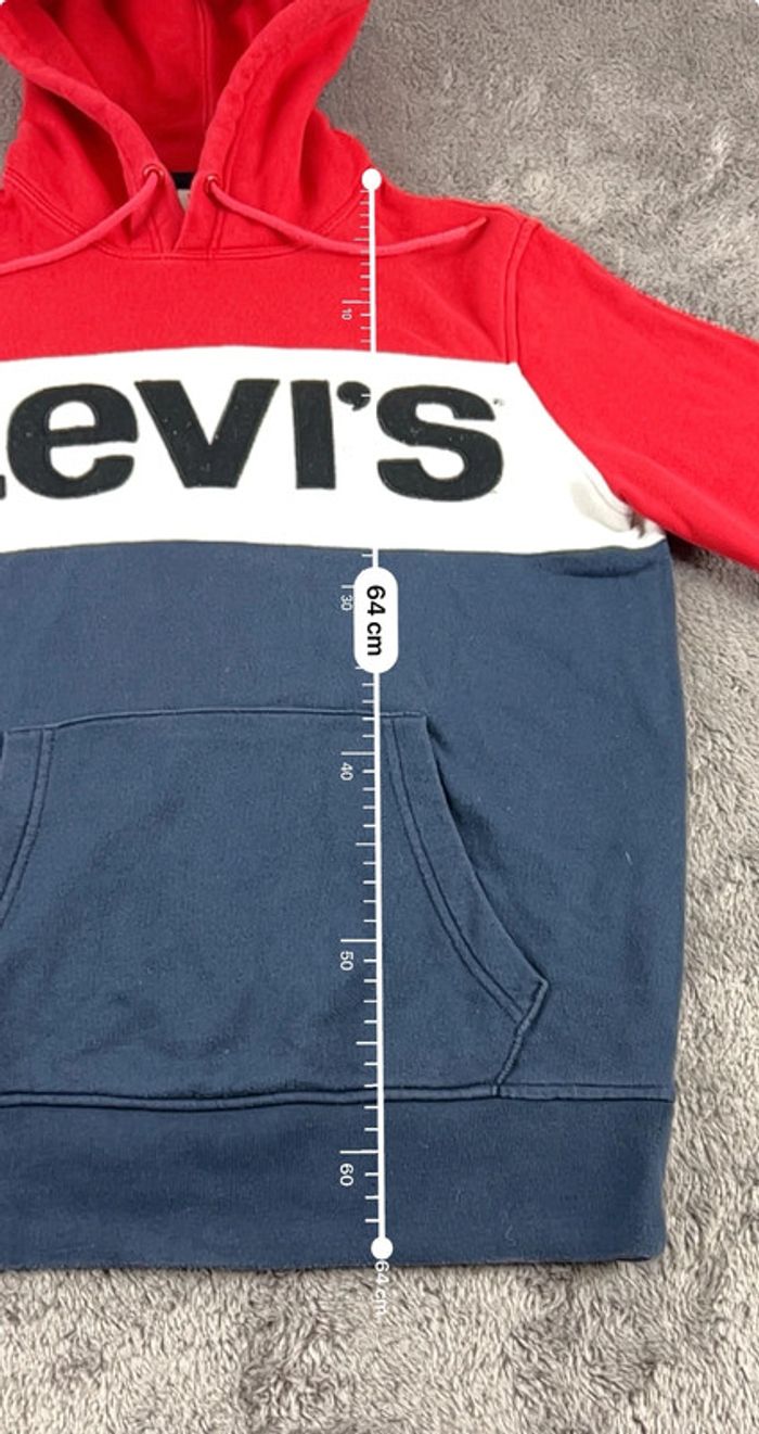 Sweat à Capuche Levi’s 100% coton Rouge, Blanc et Bleu Marine Taille S - photo numéro 3