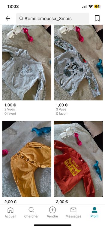 Vend vêtements garçon 3 mois