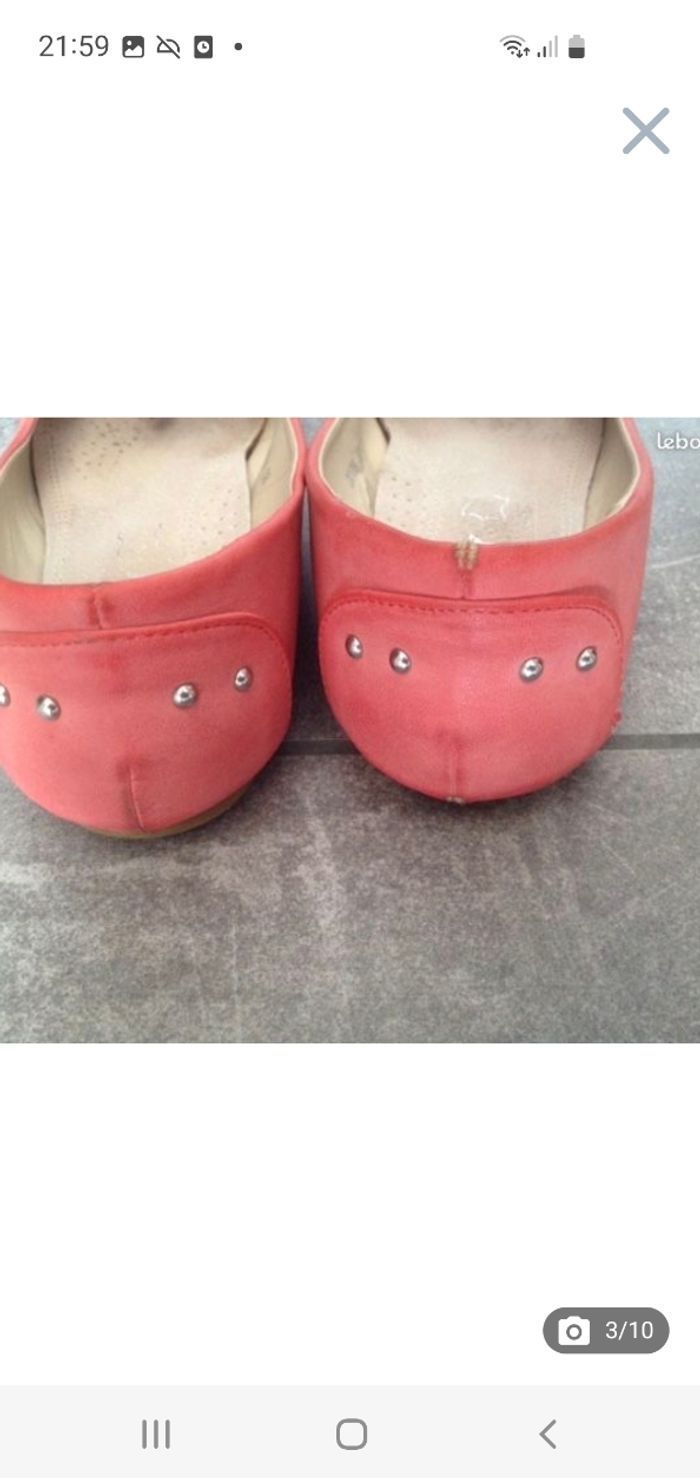 Ballerines saumon / corail pointure 38 - photo numéro 3