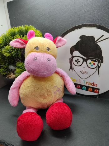 Doukidou doudou vache rose jaune rouge noeud peluche rouge Dou Kidou Orange 