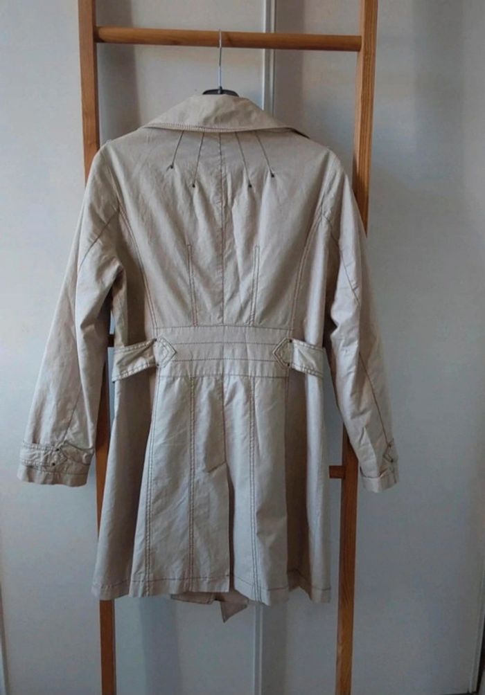 Trench veste Imperméable chic beige T 40 Coton ciré lin - photo numéro 3