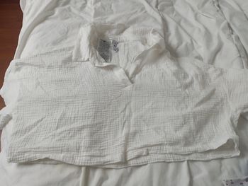 Chemisier blanc manches courtes top croc Fb Sister taille Xl 2€