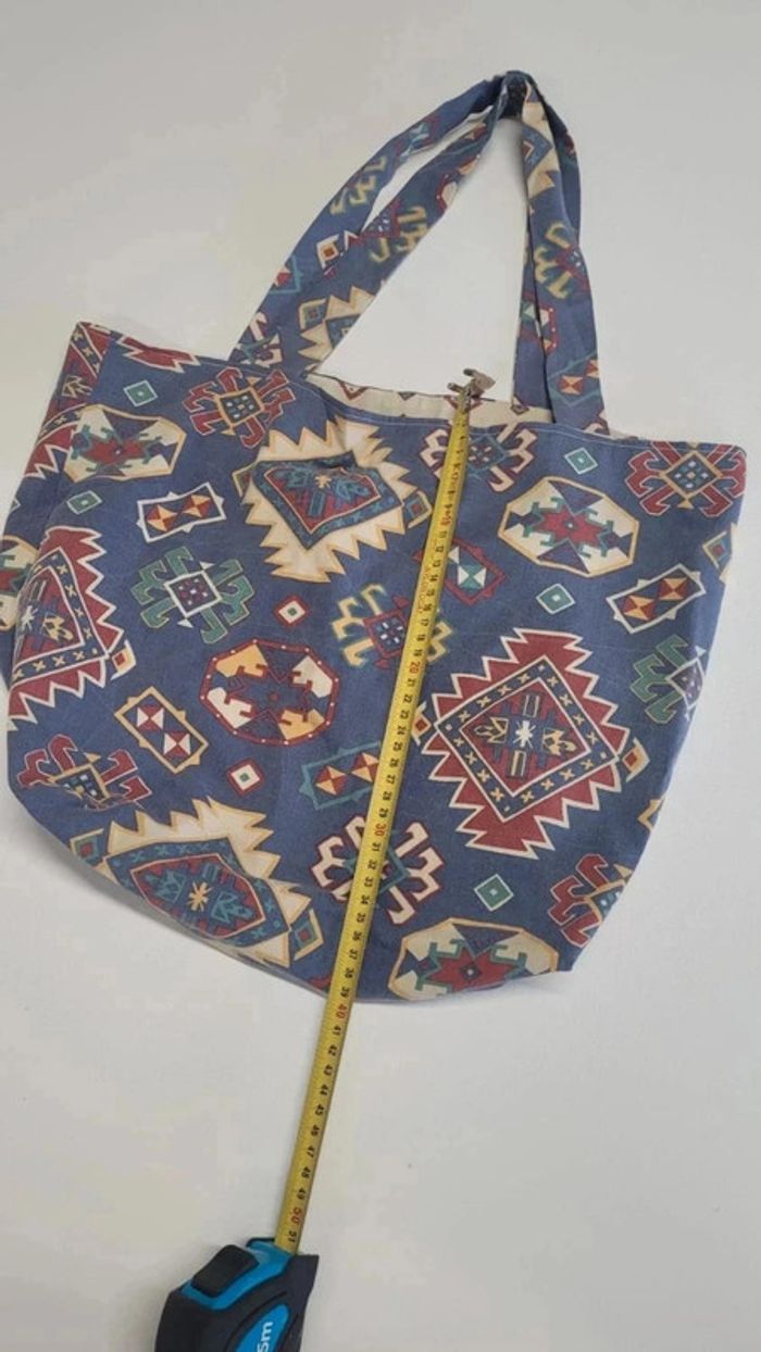Joli tote bag réversible en coton vintage upcycling - photo numéro 5