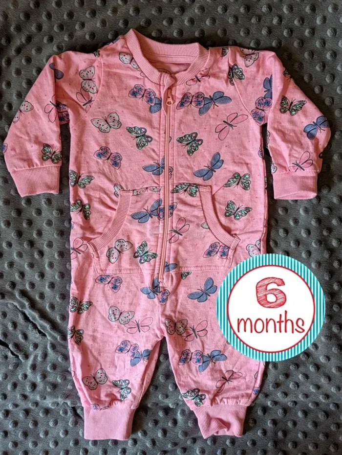 Pyjama léger fermeture éclair bébé 6 mois Action #papillons #rose #été