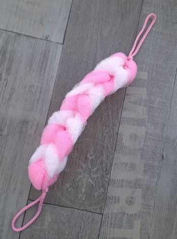 Tresse de douche / de bain rose et blanche