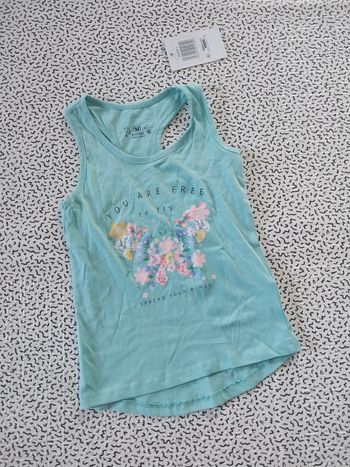 Débardeur fille 4 ans  100% coton • imprimé fleurs papillon • neuf étiquette
