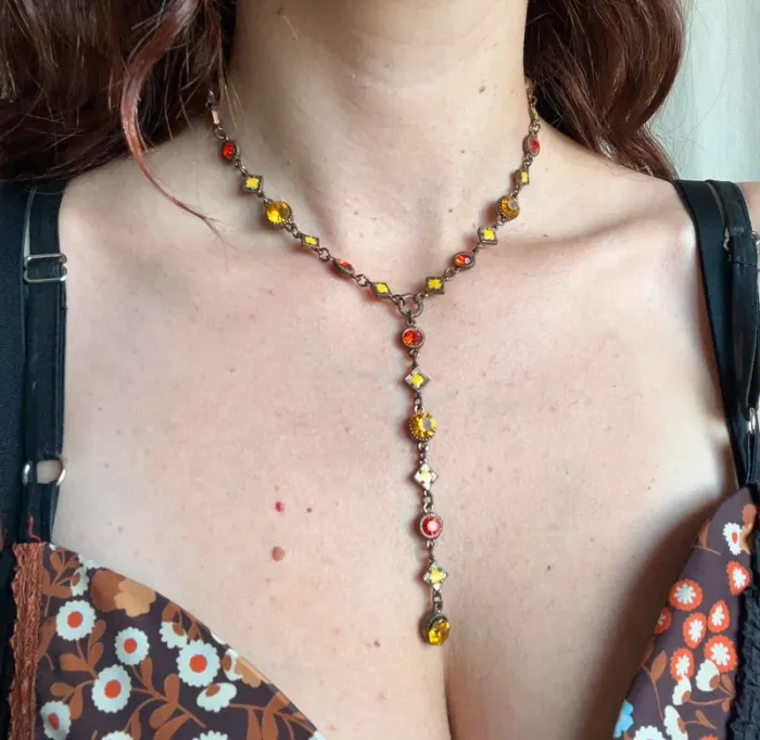 Collier pendentif style Medieval Retro Autumn Strass - photo numéro 2