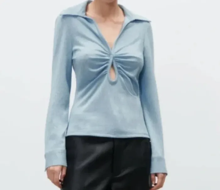 Blouse pull en lurex paillettes bleu Zara taille L