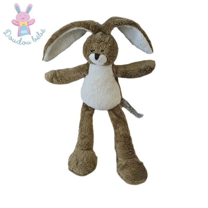 Doudou Lapin marron blanc BUNNY FRIEND ACTION