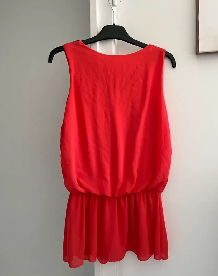 Top peplum débardeur avec perles corail/rouge T36 made in Italy - photo numéro 6