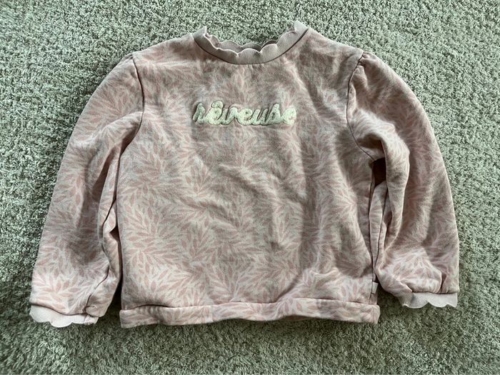 Sweat rose pâle Okaïdi taille 5 ans « Rêveuse »