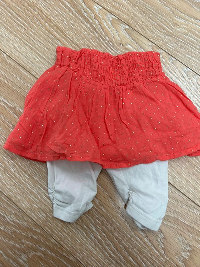 Jupe avec legging rose et beige intégré - sucre d’orge 9 mois neuf - photo numéro 3