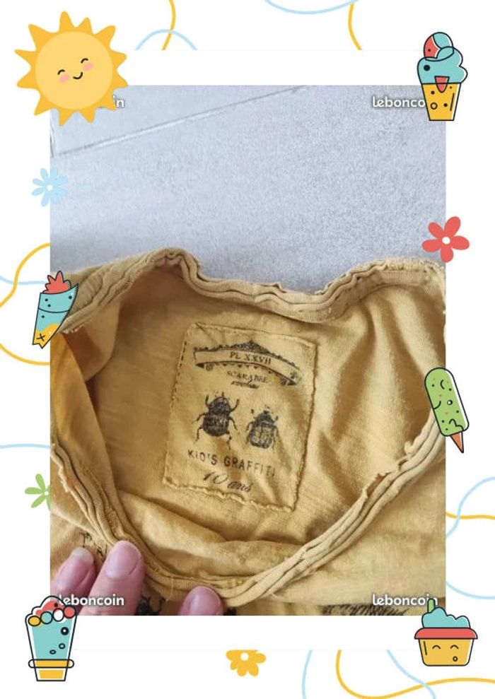 Lot de 2 tee shirt 10 ans un saumon et 1 moutarde - photo numéro 5