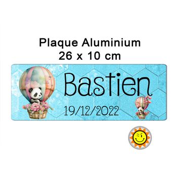 Plaque prénom aluminium personnalisée 26 x10 cm