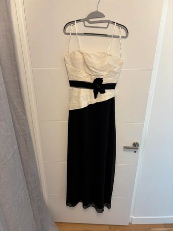 Robe longue cocktail S noir et crème