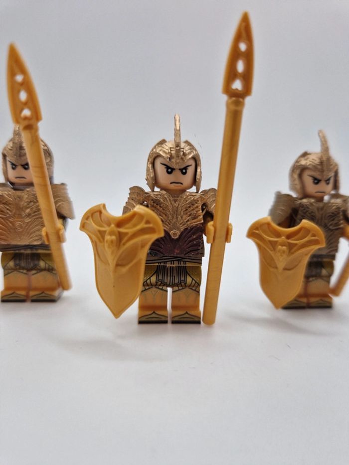 Figurines type lego 3 guerriers elfes custom 3d résine seigneur des anneaux - photo numéro 2