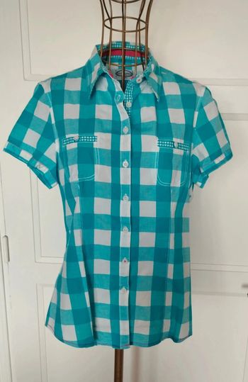Chemise femme carreaux turquoise – Cecilia Classics – 38/40 – TBE