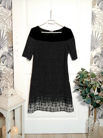 Robe Formul – Taille 36 – Noire à pois – Détail carreaux – Chic & originale