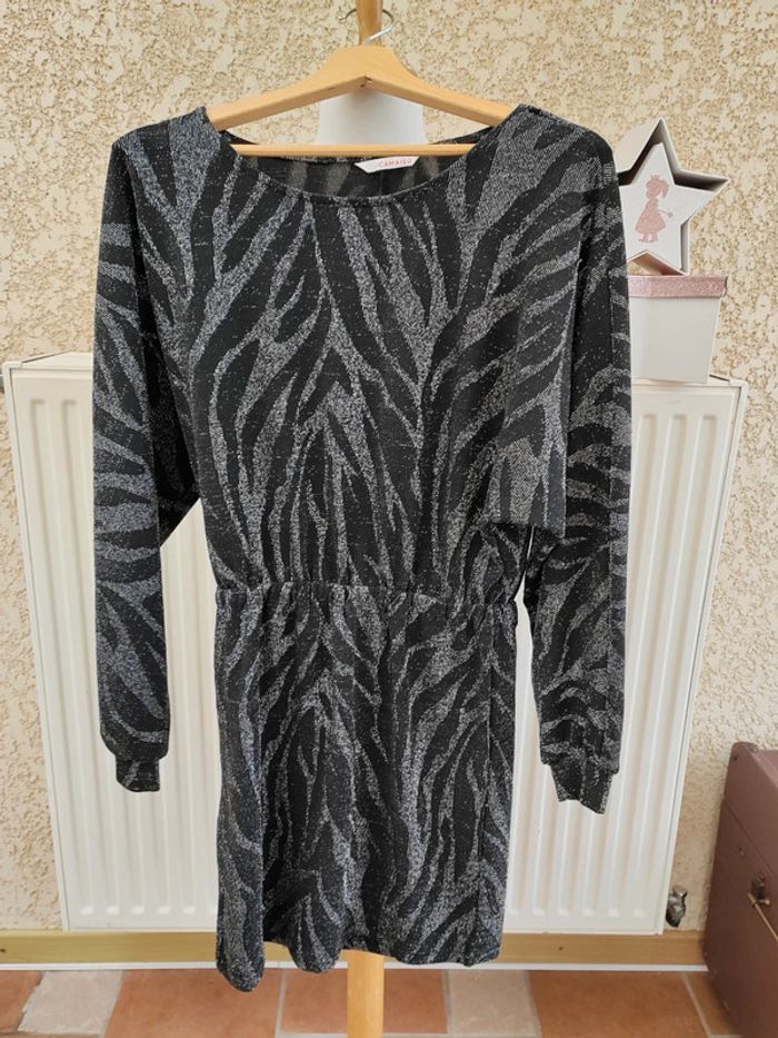 🖤Robe brillante noire et argent fête T36 Camaïeu