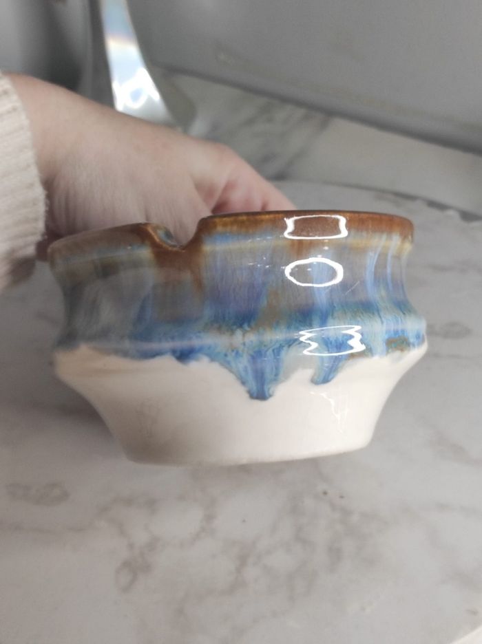 Cendrier céramique vernissé bleu - photo numéro 6
