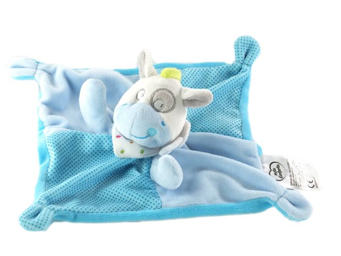 Doudou plat vache cheval poney Ane bleu  Mots d'Enfants