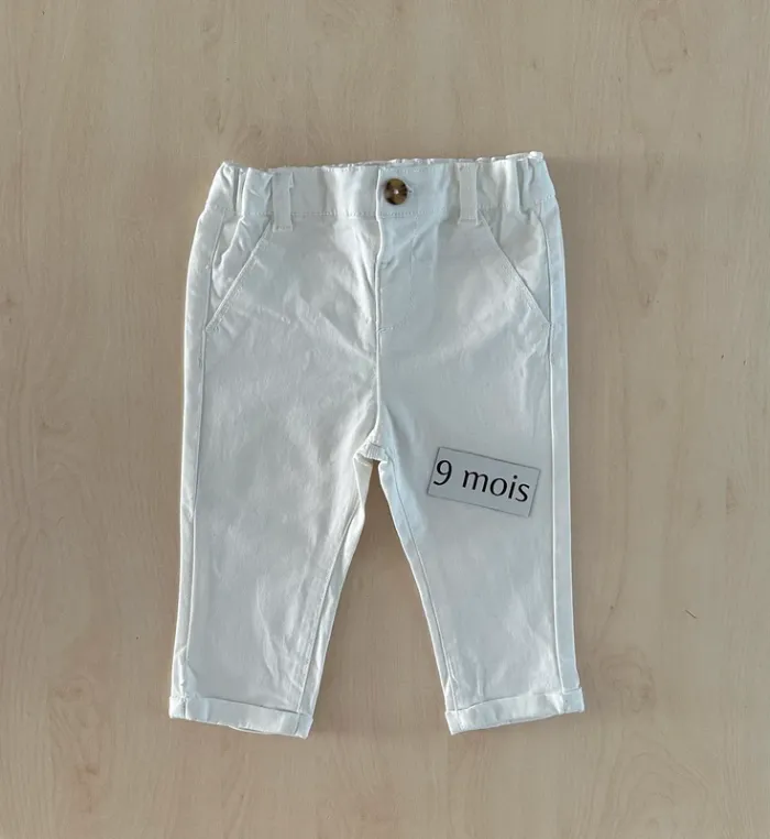 Pantalon blanc Kiabi 9 mois 69-72 cm