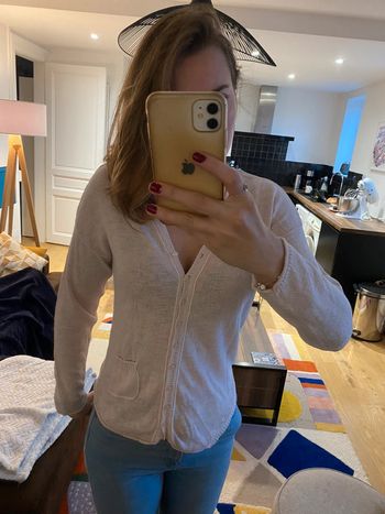 Pull rose pale asymétrique miss captain taille 2