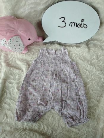 Barboteuse été combishort Fille 3 mois Fleurs Bout'chou