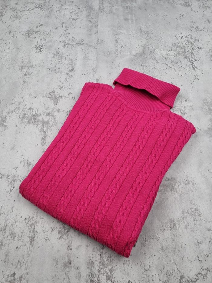 Pull torsadé col roulé Tommy Hilfiger – Fuchsia – Taille M/38 Femmes