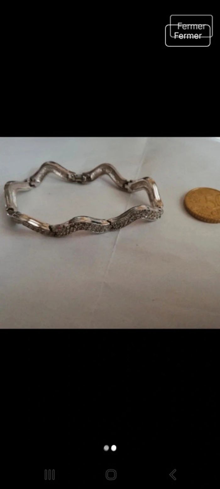 Magnifique bracelet plaqué rhodium et strass vintage - photo numéro 2