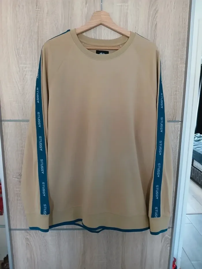 Sweat stüssy beige vert foncé XL